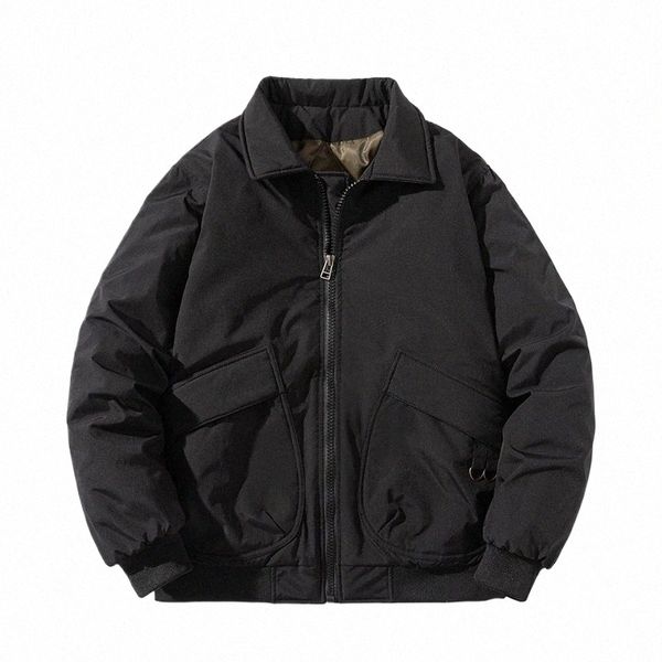 2023 Fracht Gepolsterte Parkas Jacke Männer Winter Lose Tasche Einfarbig Verdicken Casual Outdoor Fahren Reiten Cott Mäntel Z110 k32i #