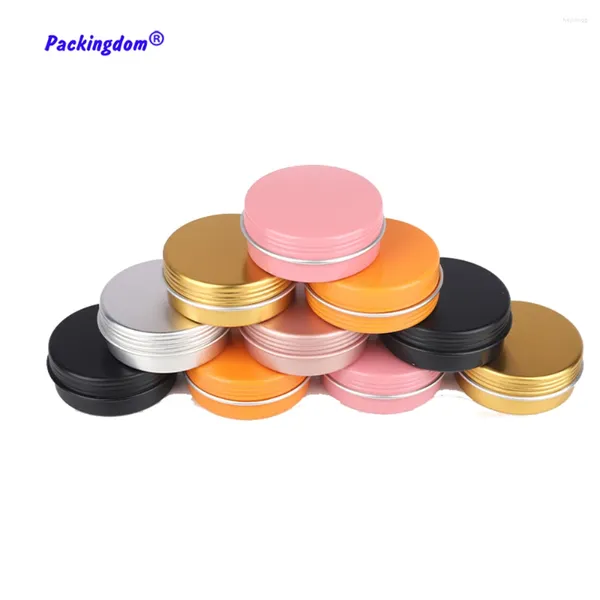 Speicherflaschen 50pcs nachfüllbare Lippenbehälter Aluminium leere Kosmetik Creme Jar Nageldekoration Handwerk Blatt Pot Flaschenschraube Gewinde