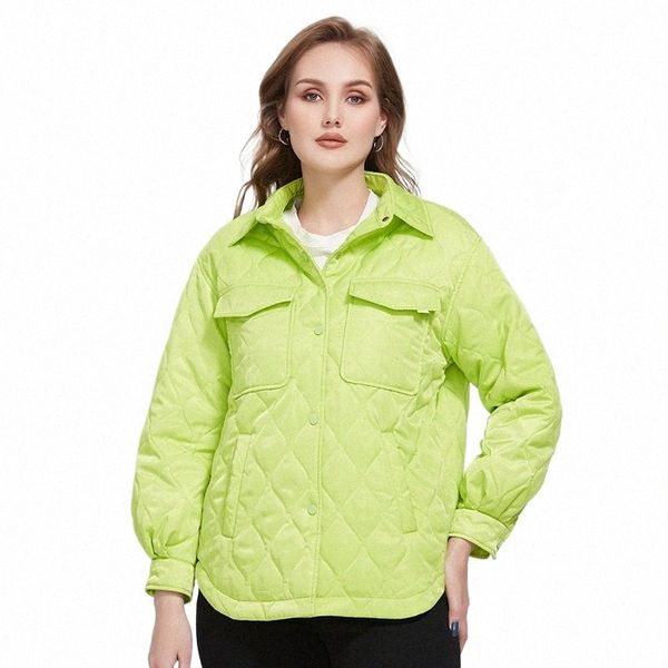 Astrid 2022 Frühling Frauen Parkas Übergröße Diamd Muster Gepolsterte Mäntel Revers Taschen Lose Kurze Jacke Oberbekleidung Stepp AM-7547 R1wB #