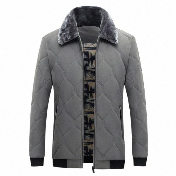 Collo di pelliccia da uomo Giacca calda invernale Parka Giacca a vento Cott Giacca a vento imbottita Spessa Cappotto nero Maschile Casual Autunno Giacca in pile Uomo r5gI #