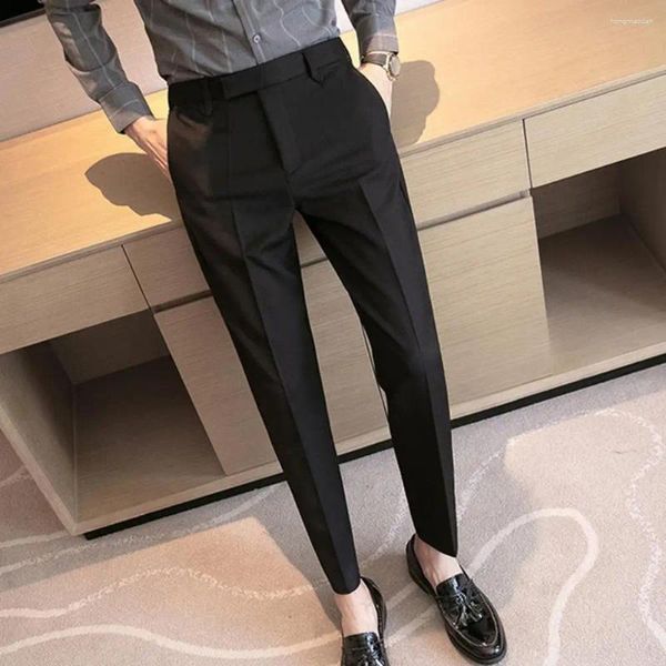 Herrenanzüge, Slim-Fit-Hose, elegante Anzughose im britischen Stil mit Seitentaschen für formelle Geschäfts- und Hochzeitsveranstaltungen, solide