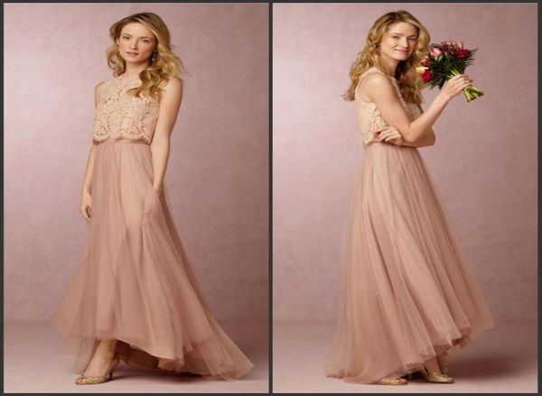 2016 personalizado barato vestidos de dama de honra uma linha alta baixa renda top camadas tule blush dama de honra vestidos boêmios vestidos de festa de casamento3008737