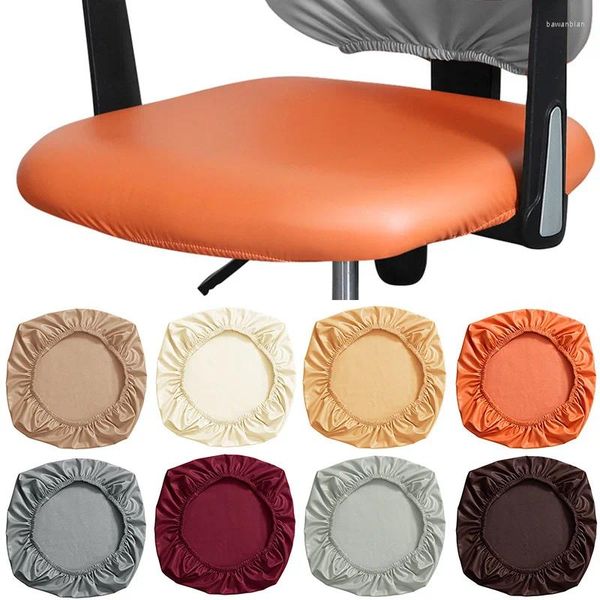 Capas de cadeira PU impermeável capa de escritório cor pura elástica destacável anti-poeira protetor de assento de computador doméstico