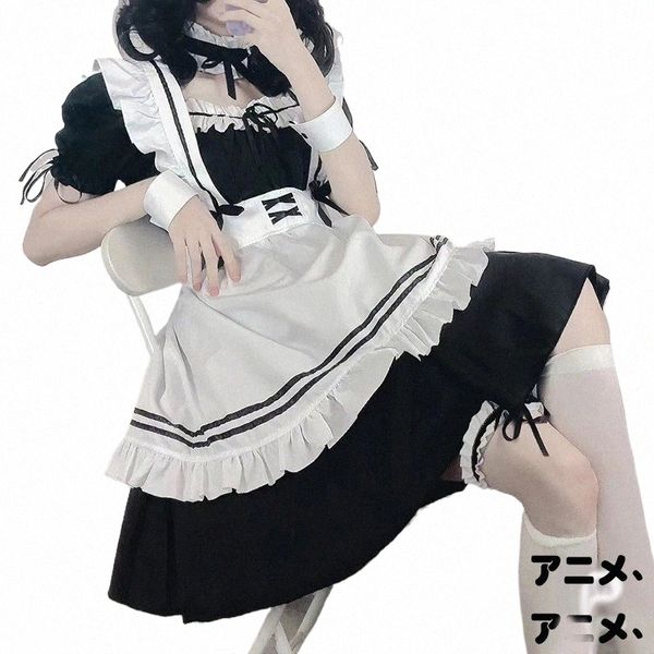 sexy Nero Bianco Lolita Cameriera Ragazze Donne Bella Costume Cosplay Outfit Dr Francese Apr Servo Uniforme Esotica Cafe Cameriera 4XL k85H #