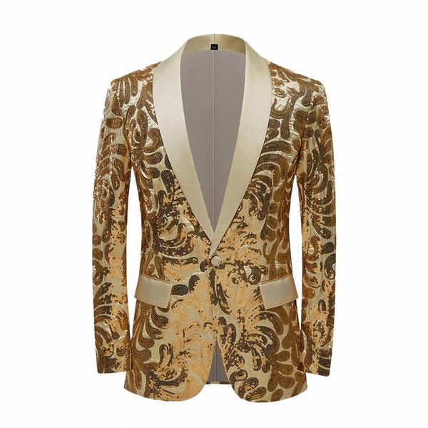 hoo 2024 masculino dourado retro padrão lantejoulas fi blazer palco desempenho foto fotografia blazer w1bk #