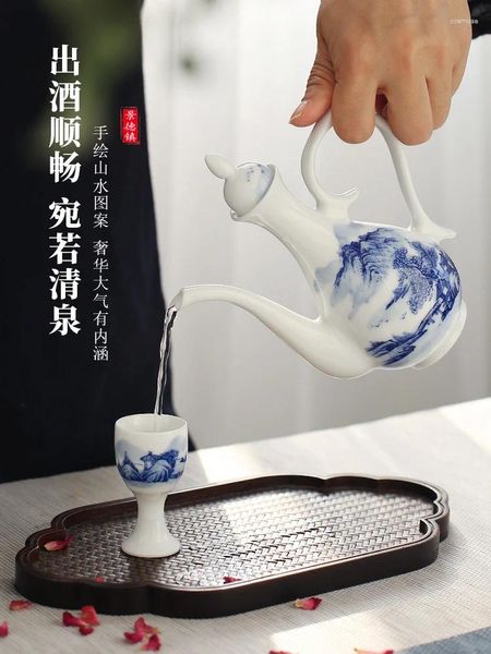 Teegeschirr-Sets, Keramik, für den Haushalt, leerer Weintopf, handbemaltes Porzellan, im antiken Stil, chinesischer High-End-kleiner Schnapsflaschenteiler
