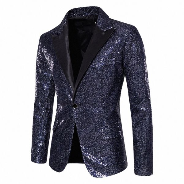 Männer Shiny Pailletten Blazer Smoking Party Abendessen Prom One Butt Anzug Jacke Nadelstreifen Anzüge Alle Anzug Männer Slim Fit Jacke für Männer I9Zw #