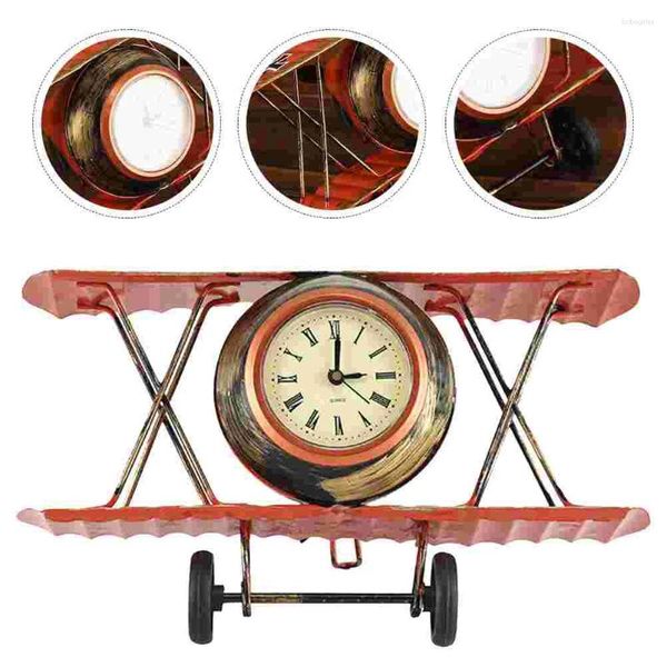 Orologi da tavolo Sveglia vintage Pastorale Decorativo Scrivania Aeroplano Decora Decorazione desktop Stile europeo