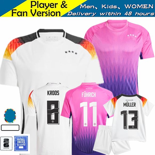 2024 Euro Copa da Copa da Alemanha Jersey Soccer Kroos Havertz Brandt Sane 24 25 Camisa de futebol da equipe nacional S-4xl Homem Kit Kit Set Set Fan Player Purple Gnabry Muller 544