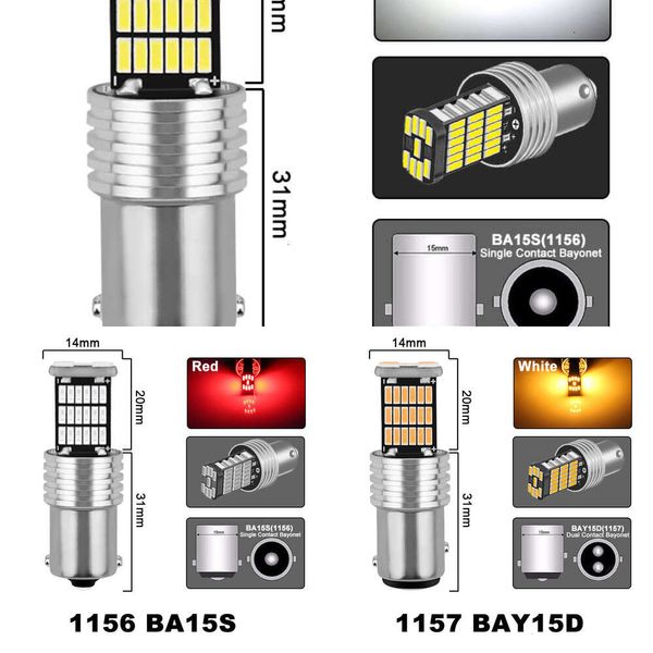 Yükseltme 1 PCS P21/5W 1156 BA15S 1157 Bay15d 1157 LED Ampul Kanbus 12V 4014 SMD 7000K Beyaz Araba Kuyruğu Ters Durdurma Fren Sinyal Işıkları