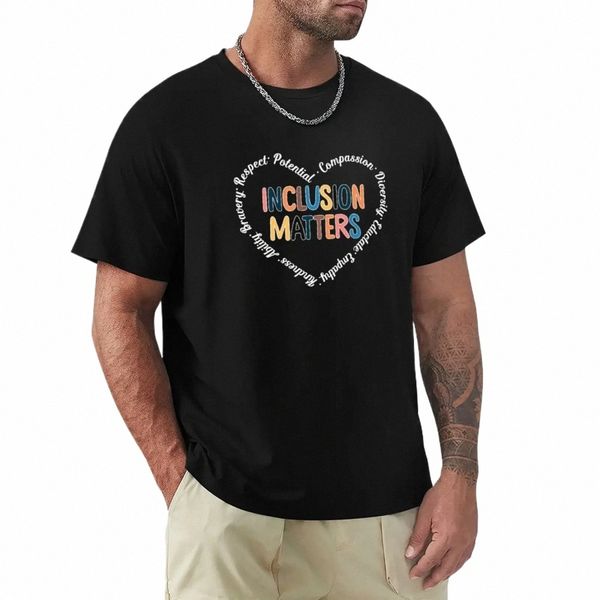 Inclusi Matters Heart SPED Lehrer-T-Shirt, Kawaii-Kleidung, erhabene koreanische Fi-Herren-T-Shirts, einfarbig, y2TG #