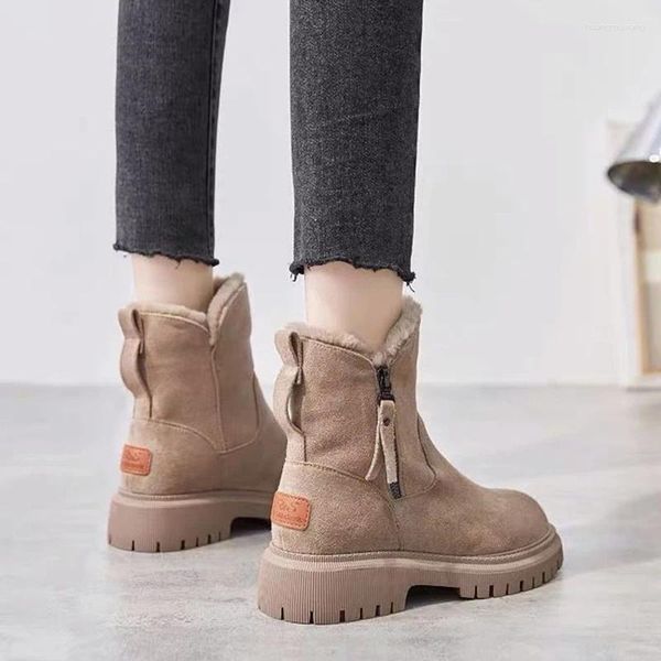 Wanderschuhe Winter Frauen Plüsch Stiefel Lässige Mode Warme Komfort Baumwolle Plattform Oberschenkel Hohe Damen Keil Knöchel