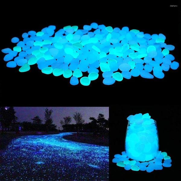 Decorações de jardim 500 pcs brilham no escuro seixos pedras rochas para quintal e passarelas decoração fada diy decorativo luminoso