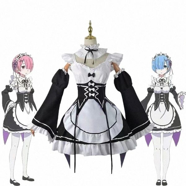 Anime Ram Rem Cosplay Kostüme Lolita Maid Re Zero Kara Hajimeru Isekai Seikatsu Maid Dr Outfit Halen Cos Geschenk Cafe w6rv #