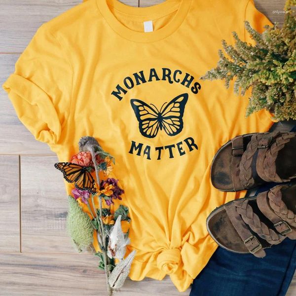 T-shirt da donna Chic Summer Manica corta Graphic Eco Tee Top Donna Girocollo Estetica Tumblr Tshirt Monarchs Matter T-shirt