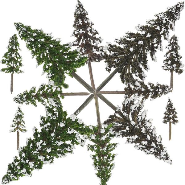 Flores decorativas 12 peças, modelo de mesa de areia de cedro, modelos de árvores em miniatura, esponja de natal, adereços de layout de micro cena, decoração de planta masculina