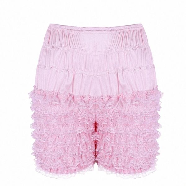 Pantaloncini casuali estivi da donna sexy con volant Bloomer Lace Sissy Stretch Frilly Knickers Layered Boyshort Womens Clubwear Pantaloncini da ballo