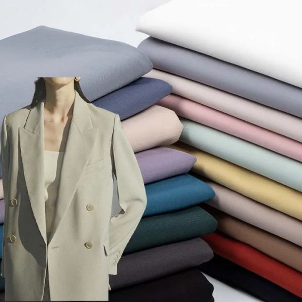 Stoff Schwarzer Stoff Anti-Falten-Stoff Einfarbig Anzug Uniform Stoff Mode Hosen Kleid Nähen Weiß Blau Rosa Brokat Mischung aus Polyester
