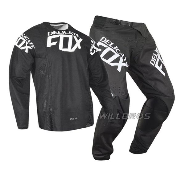 Hassas Fox MX 360 Kila Jersey Pants Motokros Kir Bisiklet MTB ATV Yetişkin Yarış Dişli Seti Siyah7833794