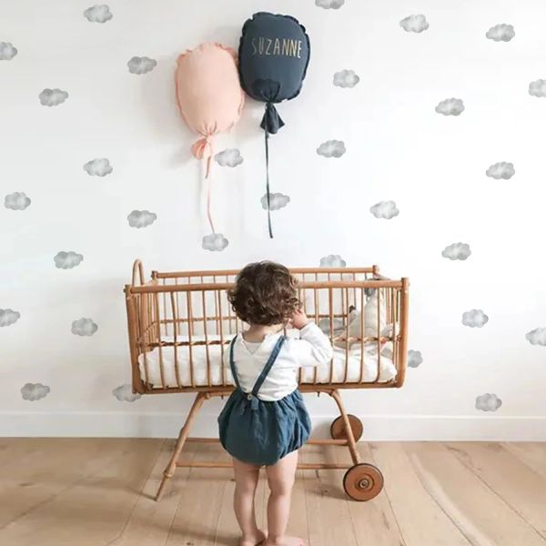 Aufkleber Boho Ins Nordic Braun graue Wolken Wandkleher für Kinderzimmer Wohnzimmer Wohnzimmer Vinilo Decorativo Stufe Kinder Aufkleber