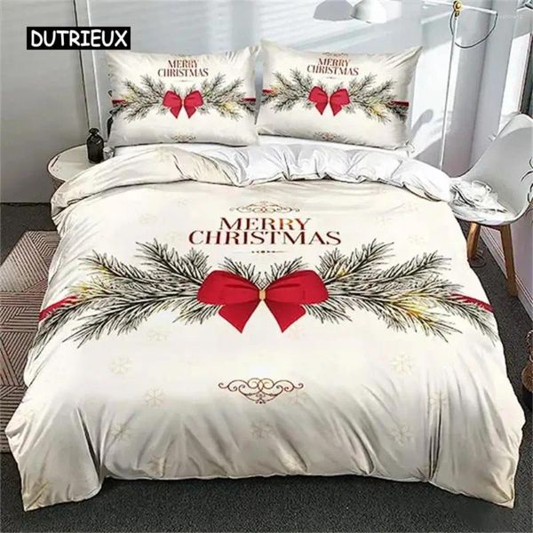 Bettwäsche -Sets Weihnachten Bettdecke Cover rotes Bogenmuster Bettdeck