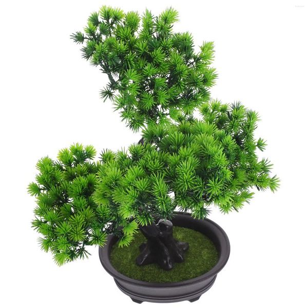 Flores decorativas plantas artificiais interior bonsai pinheiro mini mesa decorações falsas bonito escritório