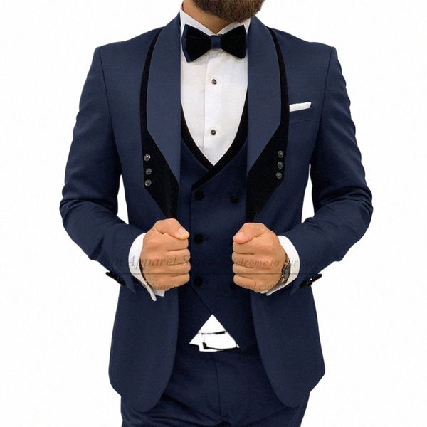 Marineblaue Anzüge für Männer Slim Fit Luxus Hochzeit Smoking Fi Herren Blazer Weste Hosen 3 Stück Maßgeschneiderte Heimkehrjacken R8wo #