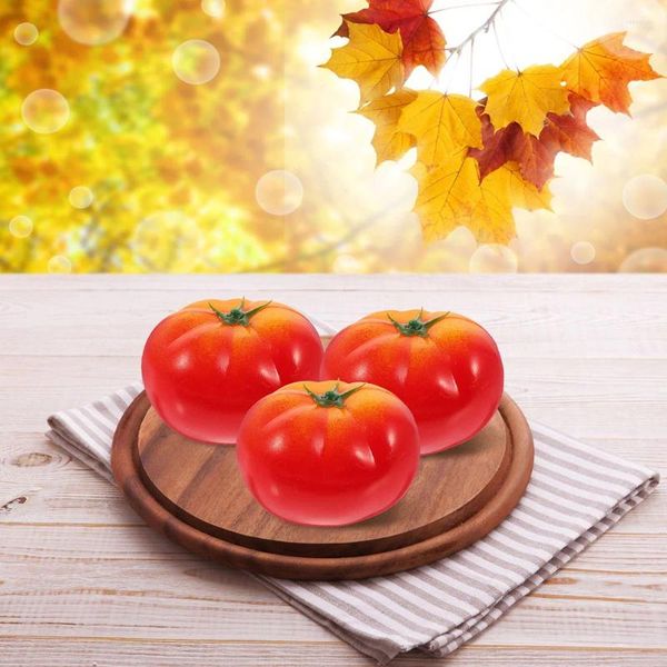 Dekorative Blumen, 6 Stück, Nachahmung von Tomaten, Heimakzente, Dekor, künstliches Gemüse, Requisiten, Haushaltsdekoration, Kunststoff-Simulation, künstliche Früchte