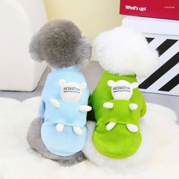 Abbigliamento per cani Maglione addensato per cani Cappotto caldo Orso Giocattolo Felpa con cappuccio in cotone Abbigliamento per piccoli animali domestici Vestiti per cuccioli Autunno e inverno