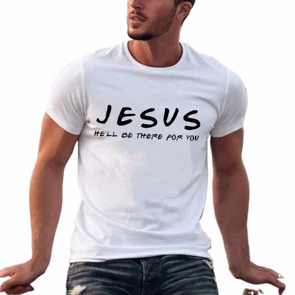 Gesù sarà lì per te T-shirt da uomo Christian Graphic Cott T-shirt Top Tee Abiti da giorno di Pasqua Abbigliamento religioso da uomo 43TX #