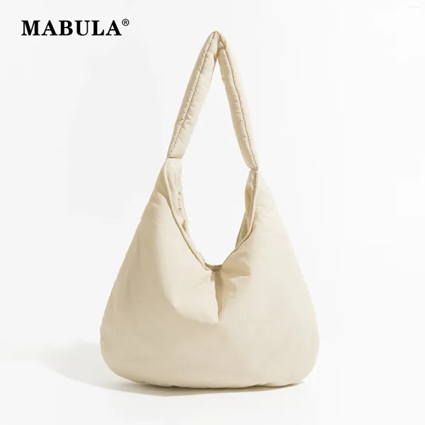 Borse da sera MABULA Borsa a tracolla da donna in stile giapponese beige Borsa a tracolla gonfia con cuscino in cotone semplice ed elegante Borsa da donna gonfia