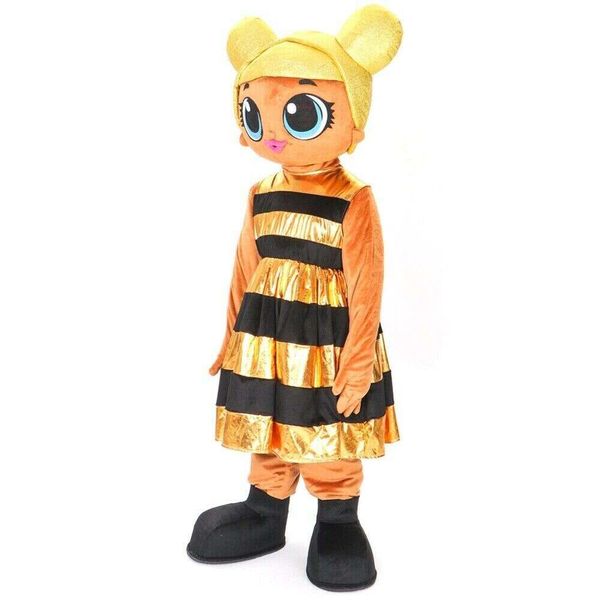 Costumi della mascotte Schiuma Queen Girl Bee Doll Cartoon Peluche Natale Fancy Dress Costume della mascotte di Halloween