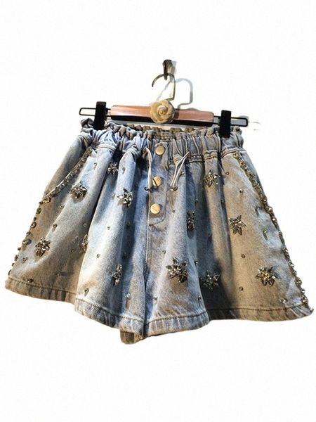 DEAT Casual Fi Damen Denim Shorts Neue Hohe Taille Diamds Pentagram Gerade Kurze Jeans Weibliche Flut Sommer 2024 17A2068 56xP #