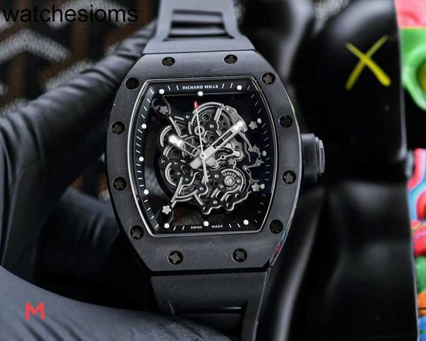 Richarsmill relógio rakish mecânico legal relógios de pulso tv fábrica rms055 multi-função cores masculinas cerâmica 2024 estilo luxo