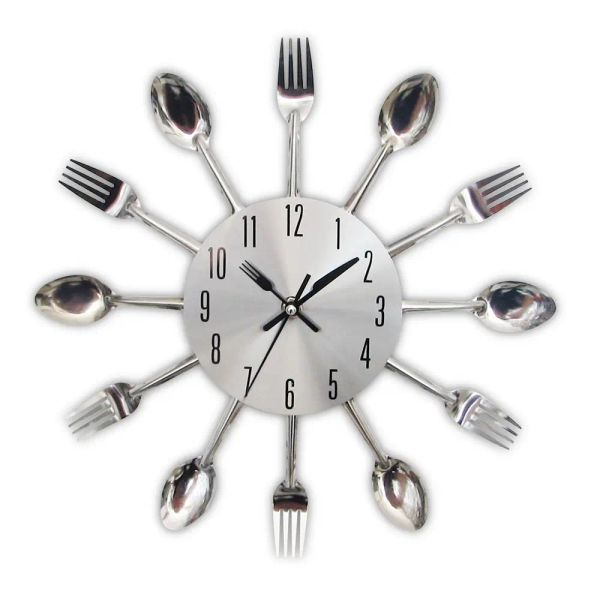 Lápides Talheres Relógio de parede de cozinha Colher Garfo Cozinha Relógios de parede de quartzo Design moderno decorativo Horloge Murale Venda quente Klock