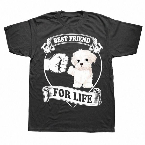 divertente Maltese Best Friend Dog Lovers T-shirt Summer Style Graphic Cott Streetwear Manica corta Regali di compleanno T-shirt da uomo W5Gu #