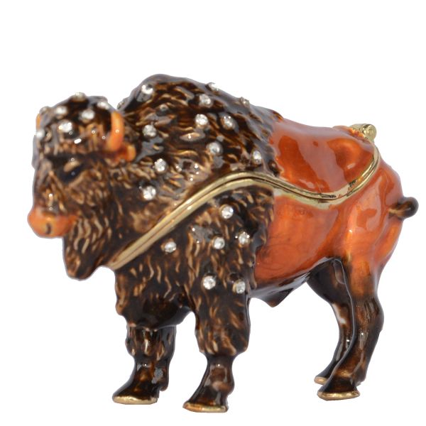 Skulpturen, dekorativer Strass-Yak-Schmuckhalter, Stier-Kristall-Schmuckkästchen, Sammlerfigur, Metallstatuen, Geschenke