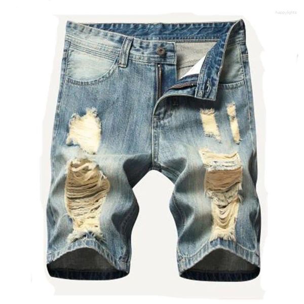 Männer Shorts 2024 Sommer Herren Ripped Kurze Jeans Männliche Marke Kleidung Bermuda Baumwolle Casual Atmungsaktive Denim