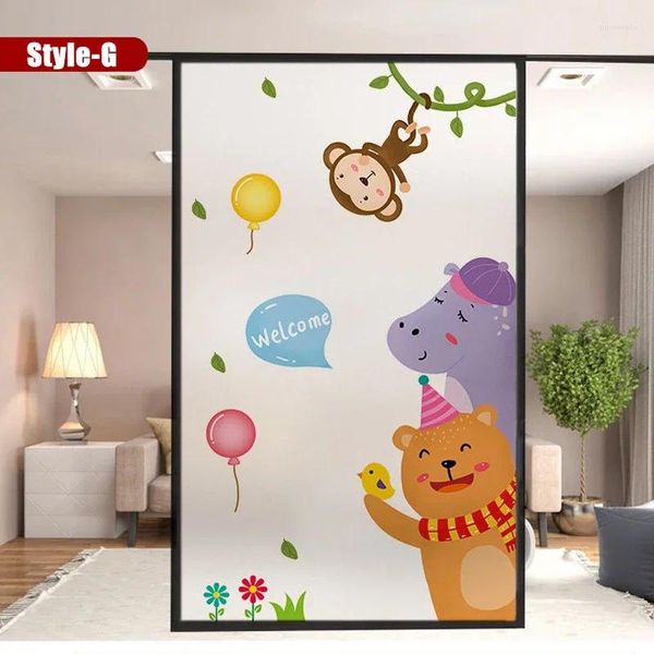 Adesivi per finestre Pellicola statica per cartoni animati Vinili decorativi per schermi Bagno Casa Simpatici animali Privacy Vetrate colorate rimovibili