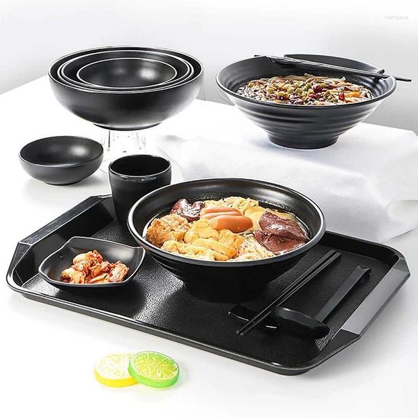 Conjuntos de utensílios de jantar -950ml tigelas e pauzinhos de ramen japonês imitação de cozinha doméstica porcelana