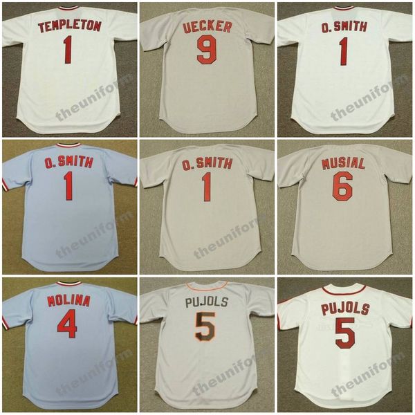 Uomo GARRY TEMPLETON OZZIE SMITH YADIER MOLINA ALBERT PUJOLS STAN MUSIAL REGGIE SMITH BOB UECKER JOE TORRE Maglia da baseball ritorno al passato S-5XL