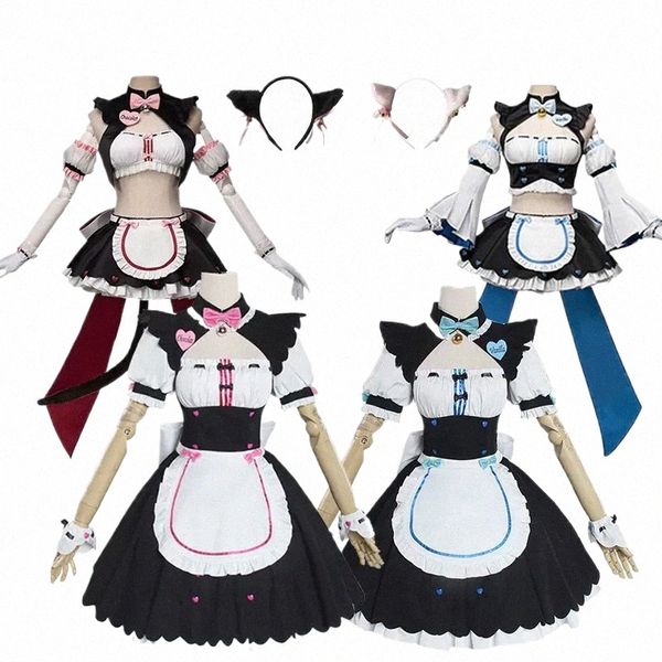 Spiel Cosplay Cat-girl Paradise NEKOPARA Vanille Cosplay Kostüm Frau Maid Outfits Dr Headwear Ohren Socken Sexy Kostüme A0ZK #