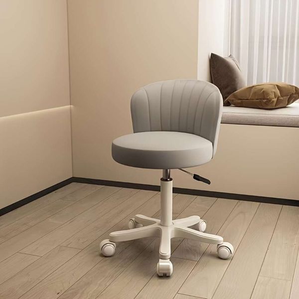 Rollhocker-Stuhl, runder Drehstuhl mit Rückenlehne, 360 ° drehbar, kann angehoben und abgesenkt werden, Beauty-Make-up-Tattoo-Spa-Stuhl aus Nylon