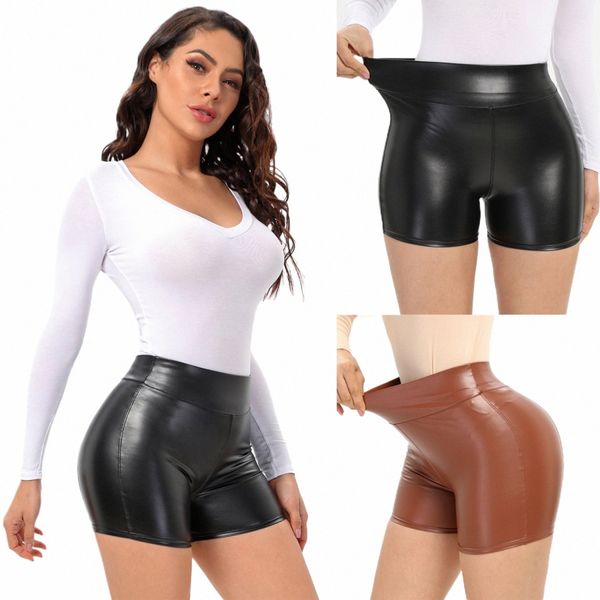 815 # novo sexy verão e outono estiramento plus size apertado preto falso shorts de couro casual shorts calças de couro para mulher q132 #