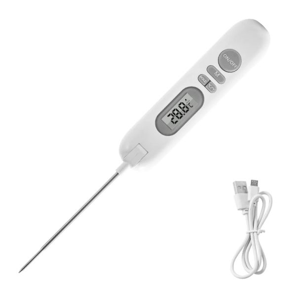 Indicatori Termometro digitale Cucina Alimenti Carne Termometro impermeabile Lettura istantanea Sonda pieghevole Ricarica USB Indicatore di temperatura portatile