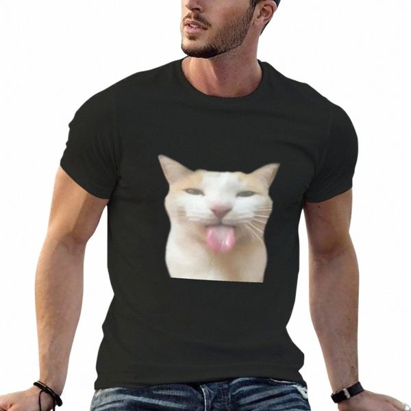 Neues BLEHHHHH :P Katzen-T-Shirt, süße Tops, Herrenkleidung, schlichtes T-Shirt, lustige T-Shirts für Männer O2mb#