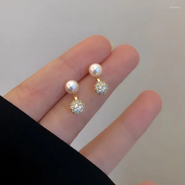 Ohrstecker 2024 Trend Elegante Nachahmung Perlen Vollzirkon Kugel Für Frauen Mode Ohrring Schmuck Geschenke Großhandel