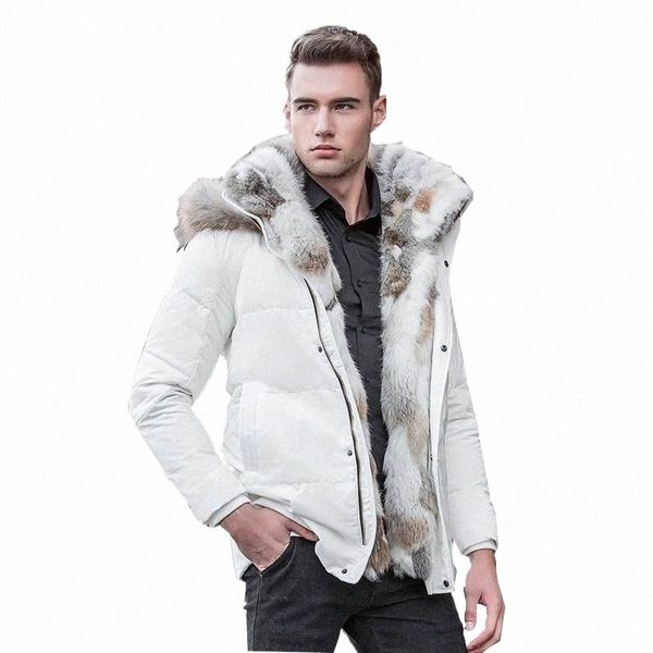 Batmo 2023 inverno di alta qualità piumino d'anatra da uomo cappotto parka fodera spessa maschio vestiti caldi collo di pelliccia di coniglio, PLUS-SIZE 828 73lc #