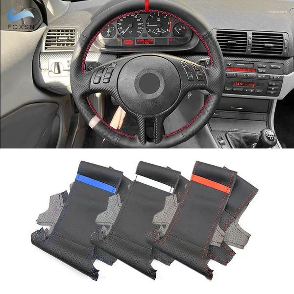 Capas de volante para e46 coupe 2000-2006 e39 x5 e53 z3 e36 2000-2003 costura à mão couro perfurado interior do carro guarnição