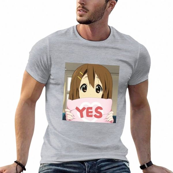 K-on!Yui Yes T-Shirt-Grafiken, schnell trocknende, einfarbige T-Shirts für Herren H5mA #